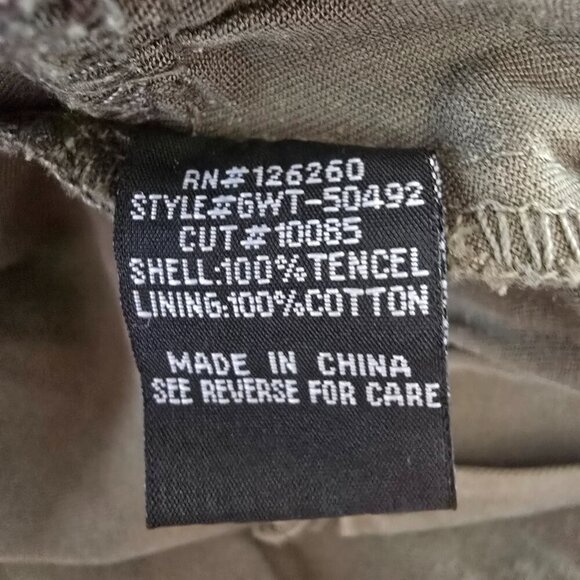 ARMY GREEN SHIRT DRESS RUFFLED HEM BUTTON FRONT COTTON SIZE SMALL VELVET HEART - Picture 5 of 6